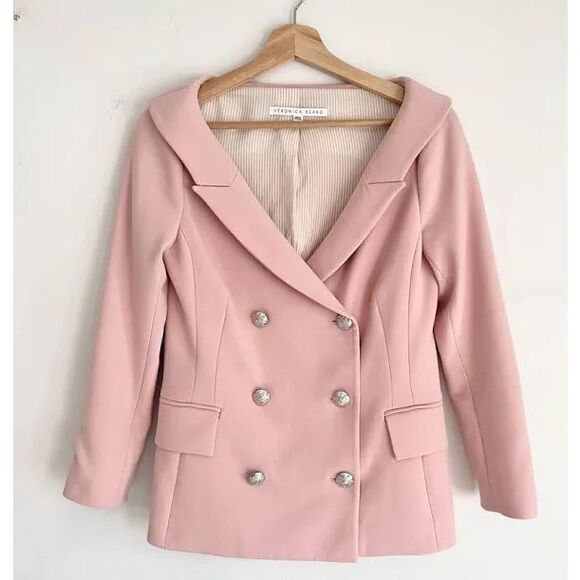 Veronica Beard Frayne Blazer Pink Double Breasted Size 12 - Picture 5 of 11